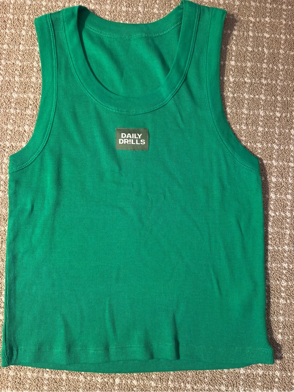 Daily Drills Emerald Green Ribbed Scoop Neck Tank